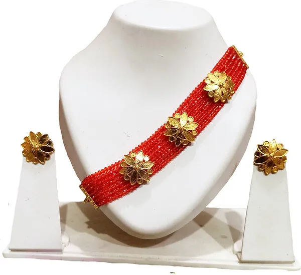 Assamese_Traditional_Gold_Plated_Red_Colour_Golpata_Necklace_Set_For_Women_&_Girls